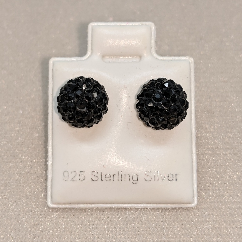 Sterling Silver and Black crystal earrings